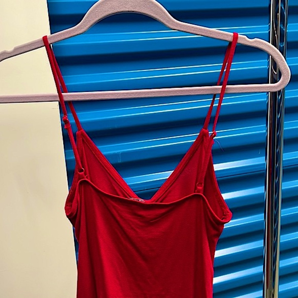 BN Cherry Red Spaghetti Strap Faux Button up Ruched Cami - Picture 4 of 7